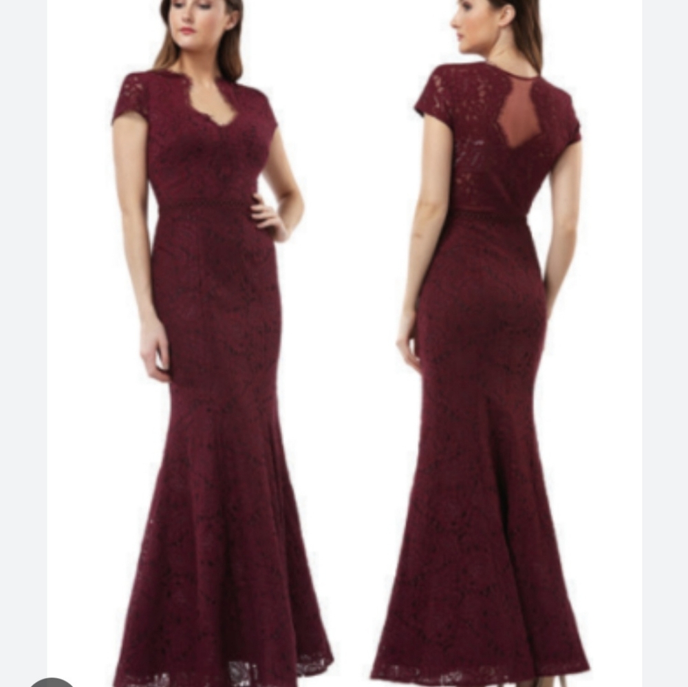 JS Collections Lace Burgundy dress